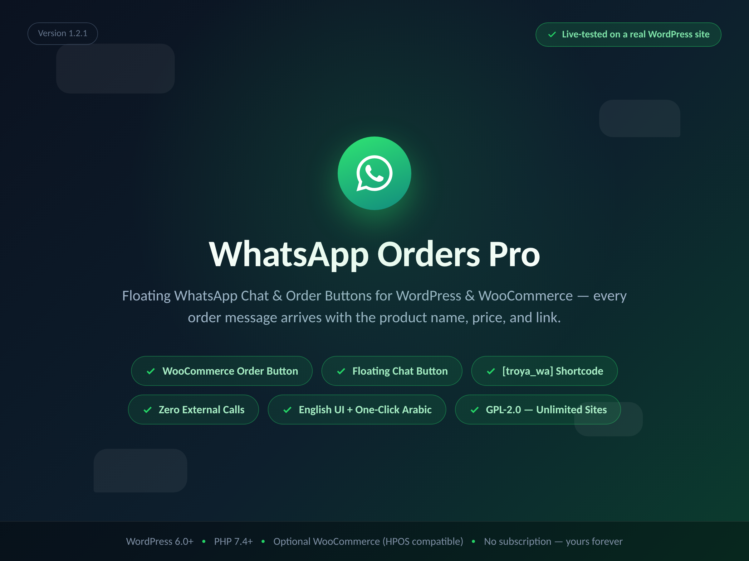WhatsApp Orders Pro — Floating WhatsApp Chat & Order Buttons for WordPress & WooCommerce